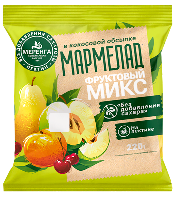  Меренга Мармелад без сахара в кокосовой обсыпке Фруктовый микс, 220г   в Мариинске