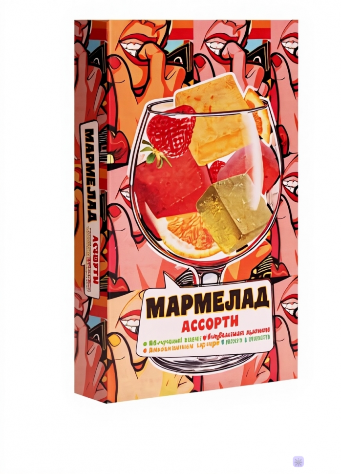  Мармелад АлкоАссорти(яблочный виски, клубничный просекко, апельсиновый вермут, лайм текила) 110г в Мариинске
