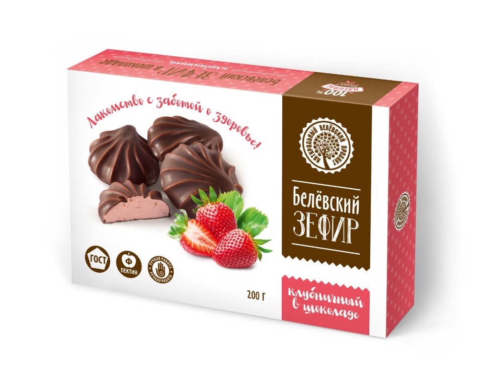   Зефир Белев 200г в шоколаде КЛУБНИЧНЫЙ      в Мариинске